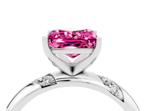 White gold Princess Cut Solitaire Diamond Engagement Ring with Twisted Pave Band and Four-Prong Setting_4
