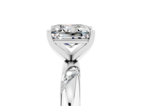 White gold Princess Cut Solitaire Diamond Engagement Ring with Twisted Pave Band and Four-Prong Setting_5