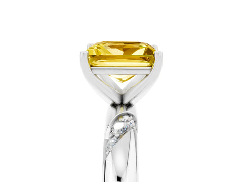 White gold Princess Cut Solitaire Diamond Engagement Ring with Twisted Pave Band and Four-Prong Setting_5