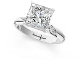 White gold Princess Cut Solitaire Diamond Engagement Ring with Twisted Pave Band and Four-Prong Setting_8