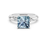 White gold Princess Cut Solitaire Diamond Engagement Ring with Twisted Pave Band and Four-Prong Setting