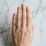 White gold Princess Cut Solitaire Diamond Ring with Pave Band and Four-Prong Setting_257
