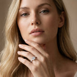 White gold Princess Cut Solitaire Diamond Ring with Pave Band and Four-Prong Setting_258