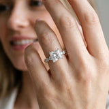 White gold Princess Cut Solitaire Diamond Ring with Pave Band and Four-Prong Setting_259