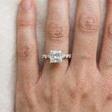 White gold Princess Cut Solitaire Diamond Ring with Pave Band and Four-Prong Setting_260