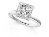 White gold Princess Cut Solitaire Diamond Ring with Prong Setting and Plain Band_69