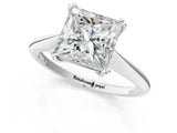 White gold Princess Cut Solitaire Diamond Ring with Six-Prong Setting and Classic Band_2178