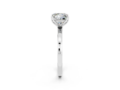 White gold Princess Cut Solitaire Diamond Ring with Thin Band and Four-Prong Setting_2