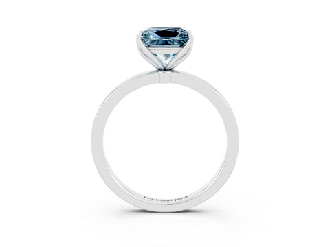 White gold Princess Cut Solitaire Diamond Ring with Thin Band and Four-Prong Setting_3