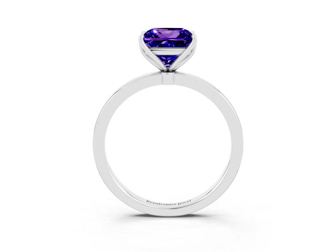 White gold Princess Cut Solitaire Diamond Ring with Thin Band and Four-Prong Setting_3