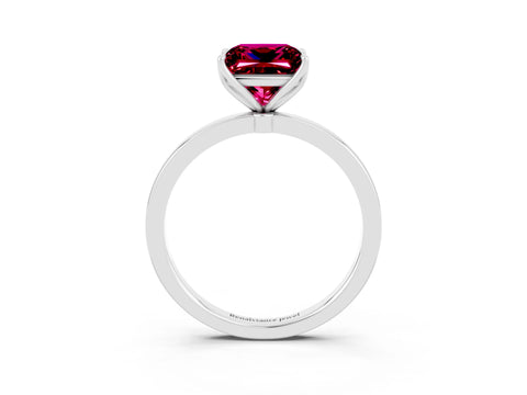 White gold Princess Cut Solitaire Diamond Ring with Thin Band and Four-Prong Setting_3