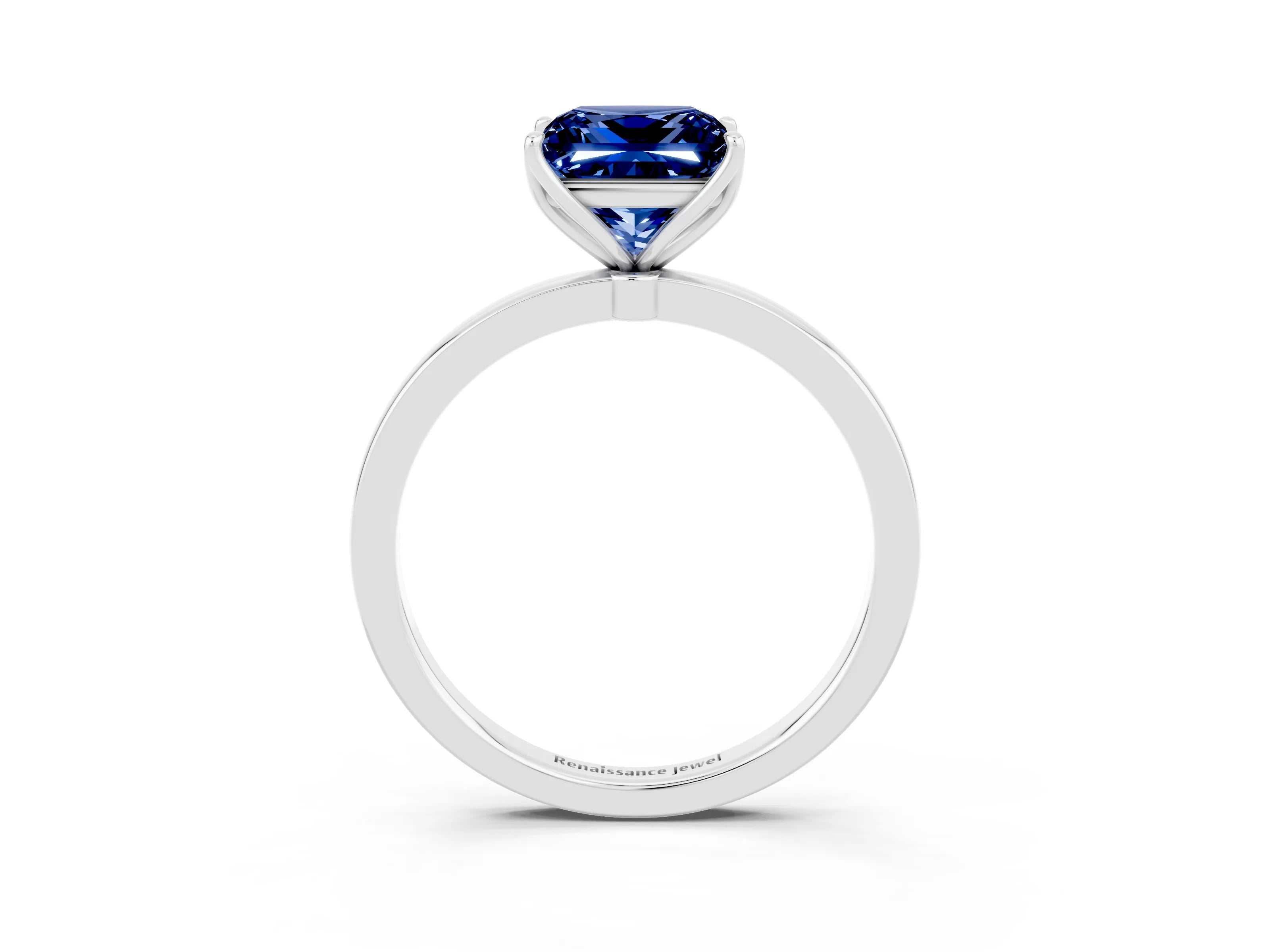 White gold Princess Cut Solitaire Diamond Ring with Thin Band and Four-Prong Setting_3
