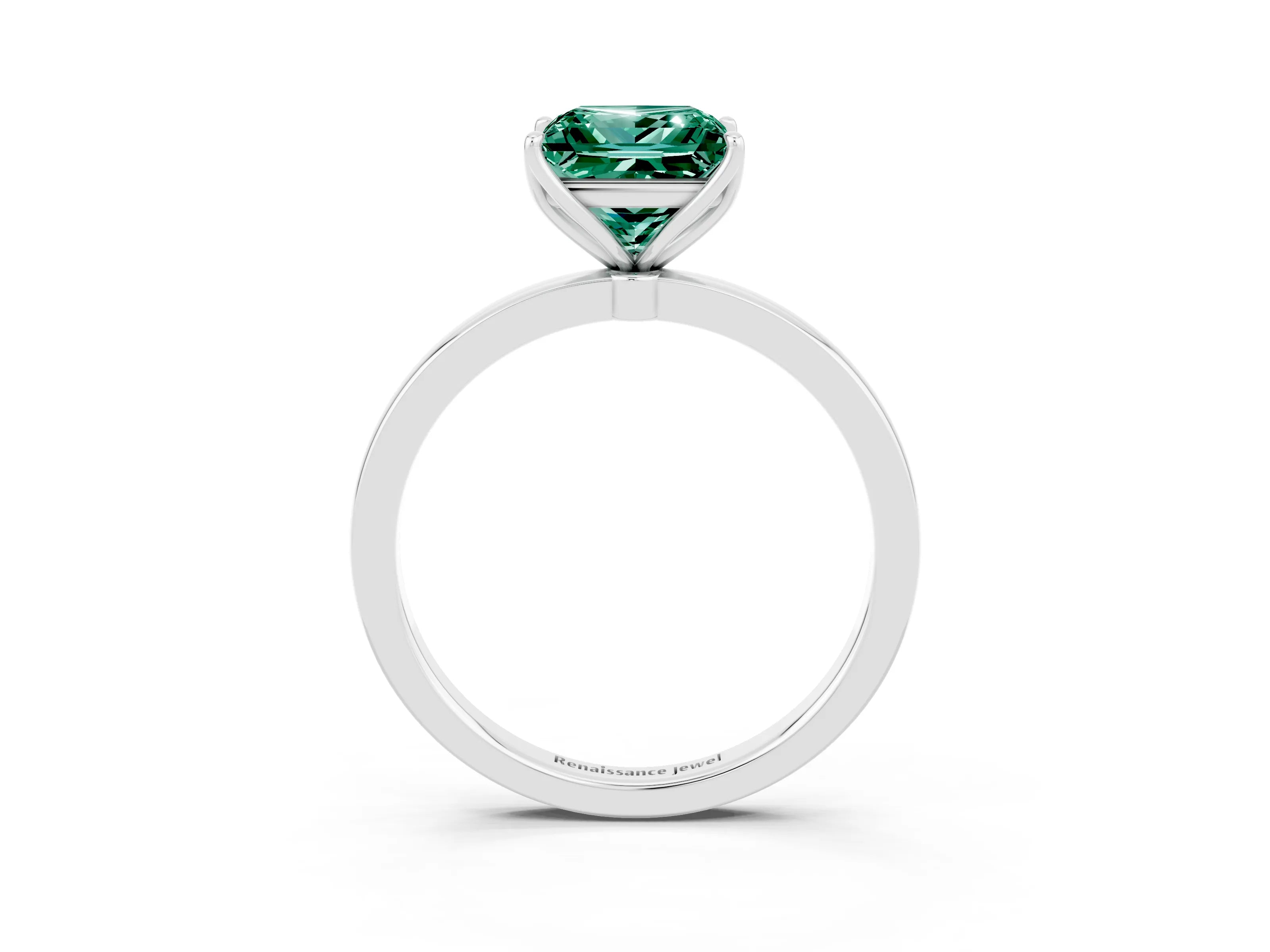 White gold Princess Cut Solitaire Diamond Ring with Thin Band and Four-Prong Setting_3