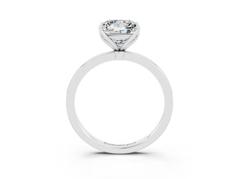 White gold Princess Cut Solitaire Diamond Ring with Thin Band and Four-Prong Setting_3