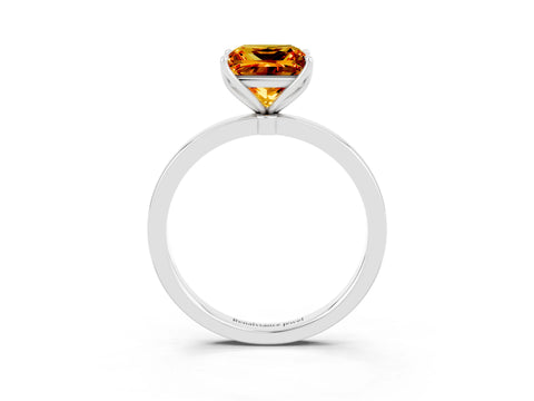 White gold Princess Cut Solitaire Diamond Ring with Thin Band and Four-Prong Setting_3