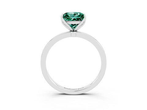 White gold Princess Cut Solitaire Diamond Ring with Thin Band and Four-Prong Setting_3