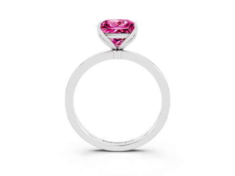 White gold Princess Cut Solitaire Diamond Ring with Thin Band and Four-Prong Setting_3