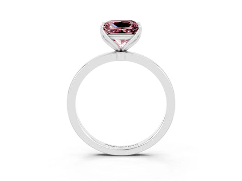 White gold Princess Cut Solitaire Diamond Ring with Thin Band and Four-Prong Setting_3