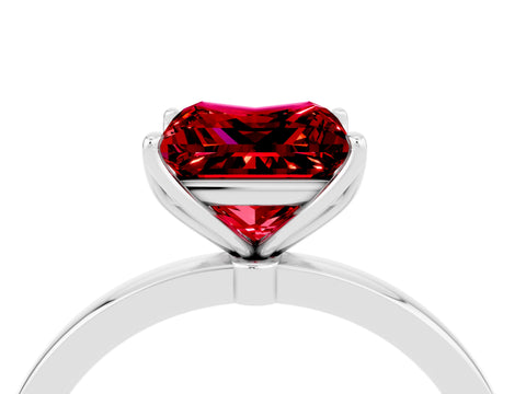 White gold Princess Cut Solitaire Diamond Ring with Thin Band and Four-Prong Setting_4