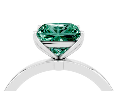 White gold Princess Cut Solitaire Diamond Ring with Thin Band and Four-Prong Setting_4