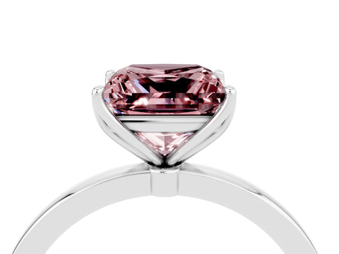 White gold Princess Cut Solitaire Diamond Ring with Thin Band and Four-Prong Setting_4
