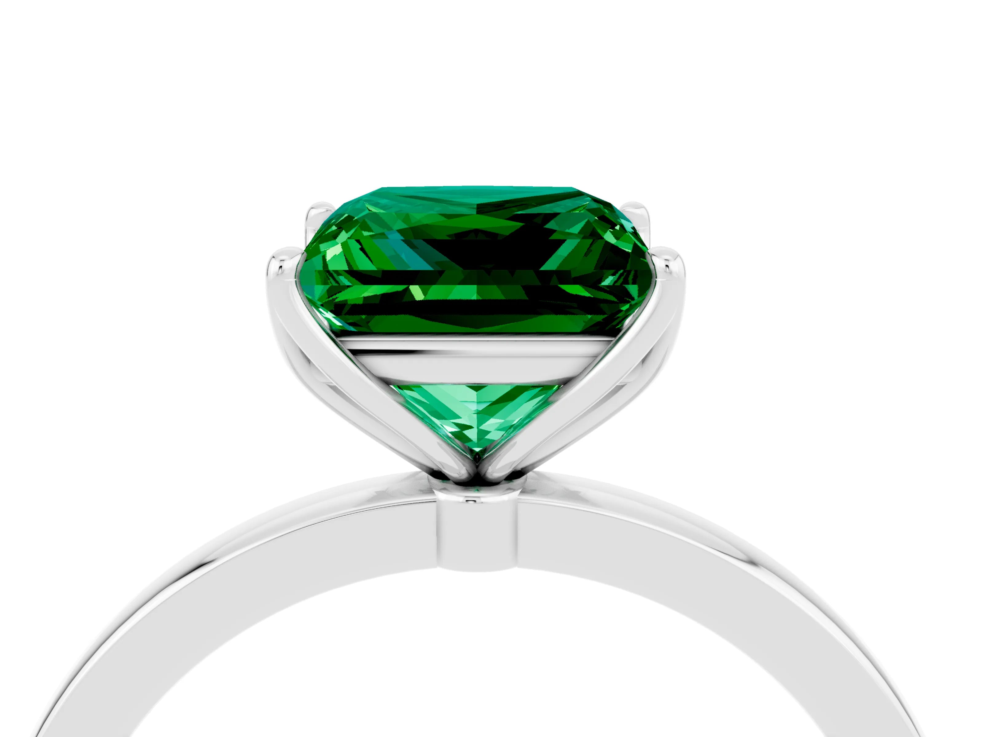 White gold Princess Cut Solitaire Diamond Ring with Thin Band and Four-Prong Setting_4