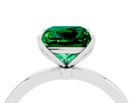 White gold Princess Cut Solitaire Diamond Ring with Thin Band and Four-Prong Setting_4