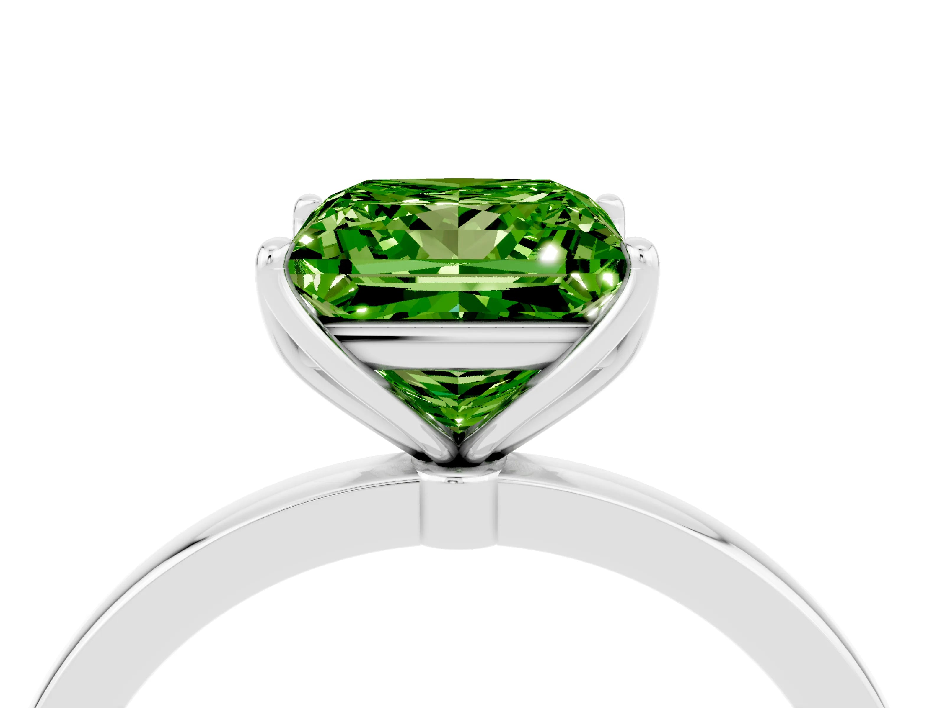 White gold Princess Cut Solitaire Diamond Ring with Thin Band and Four-Prong Setting_4