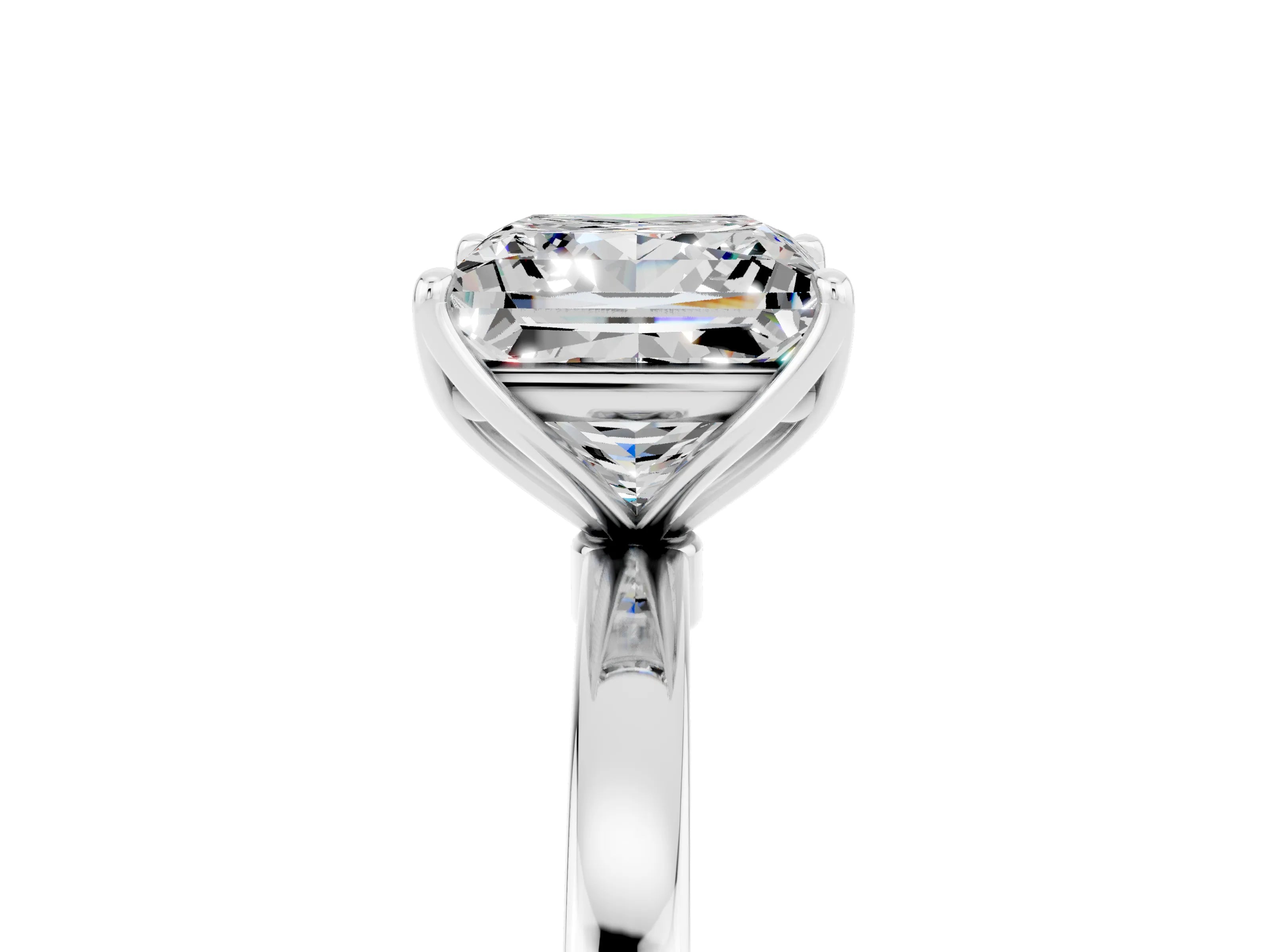 White gold Princess Cut Solitaire Diamond Ring with Thin Band and Four-Prong Setting_5