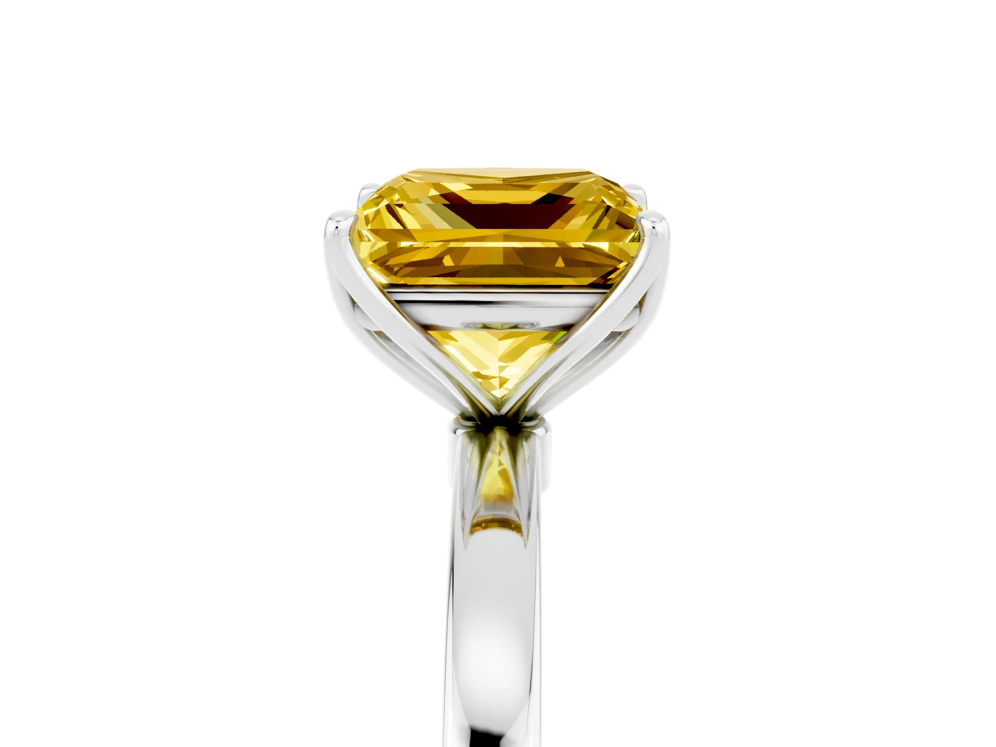 White gold Princess Cut Solitaire Diamond Ring with Thin Band and Four-Prong Setting_5