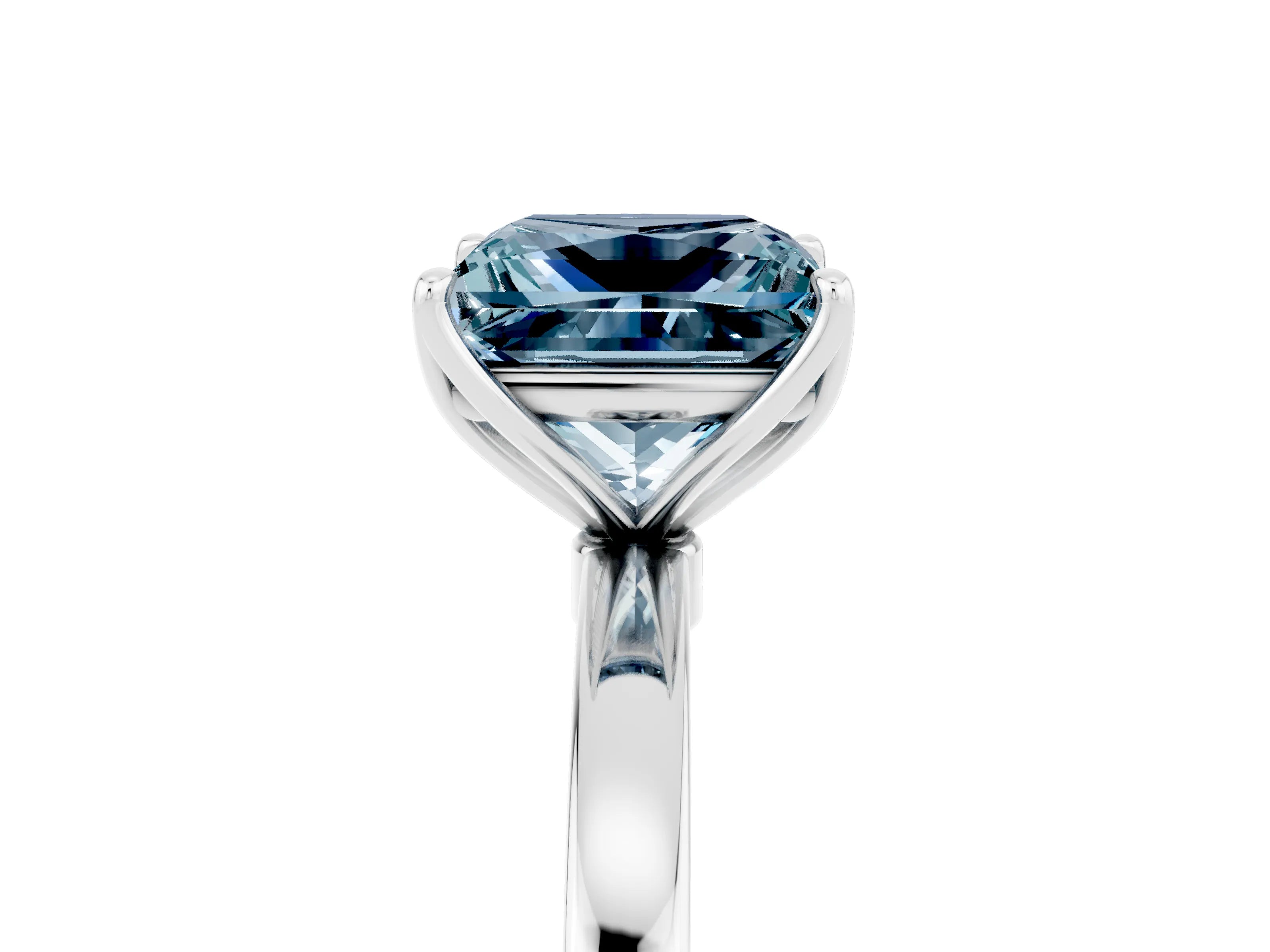 White gold Princess Cut Solitaire Diamond Ring with Thin Band and Four-Prong Setting_5