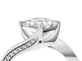 White gold Princess Cut Solitaire Diamond Twist Band with Pavé Setting and Four-Prong Setting_11