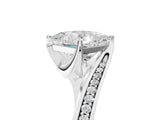 White gold Princess Cut Solitaire Diamond Twist Band with Pavé Setting and Four-Prong Setting_12