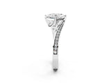 White gold Princess Cut Solitaire Diamond Twist Band with Pavé Setting and Four-Prong Setting_9