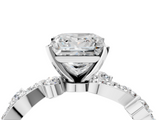 White gold Princess Cut Solitaire Diamond Twisted Band with Pave Setting_93