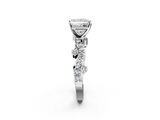 White gold Princess Cut Solitaire Diamond Twisted Band with Pave Setting_94