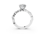 White gold Princess Cut Solitaire Diamond Twisted Band with Pave Setting_95