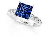 White gold Princess Cut Solitaire Diamond with Pavé Band and Four-Prong Setting_1