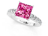 White gold Princess Cut Solitaire Diamond with Pavé Band and Four-Prong Setting_1