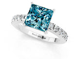 White gold Princess Cut Solitaire Diamond with Pavé Band and Four-Prong Setting_1