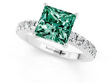 White gold Princess Cut Solitaire Diamond with Pavé Band and Four-Prong Setting_1
