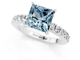 White gold Princess Cut Solitaire Diamond with Pavé Band and Four-Prong Setting_1