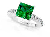White gold Princess Cut Solitaire Diamond with Pavé Band and Four-Prong Setting_1