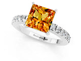 White gold Princess Cut Solitaire Diamond with Pavé Band and Four-Prong Setting_1
