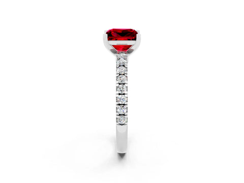 White gold Princess Cut Solitaire Diamond with Pavé Band and Four-Prong Setting_2