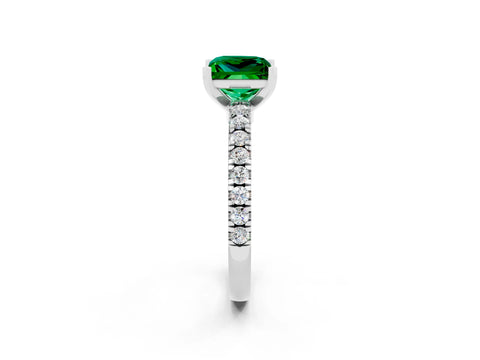 White gold Princess Cut Solitaire Diamond with Pavé Band and Four-Prong Setting_2