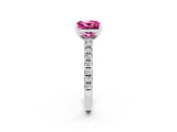 White gold Princess Cut Solitaire Diamond with Pavé Band and Four-Prong Setting_2