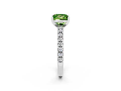 White gold Princess Cut Solitaire Diamond with Pavé Band and Four-Prong Setting_2