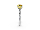White gold Princess Cut Solitaire Diamond with Pavé Band and Four-Prong Setting_2