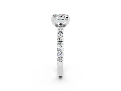 White gold Princess Cut Solitaire Diamond with Pavé Band and Four-Prong Setting_2